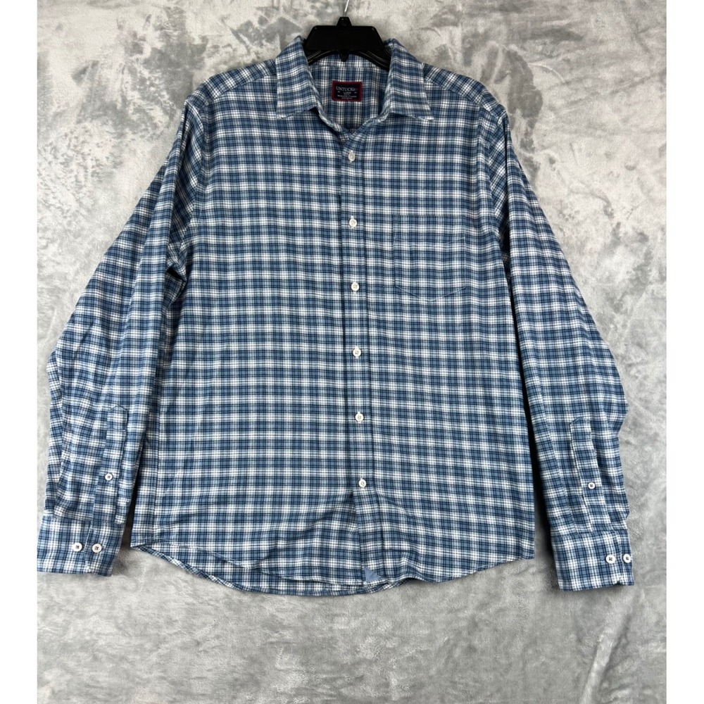 UNTUCKit‎ Mens Large Blue Plaid Long Sleeve Slim Fit Button Up Shirt